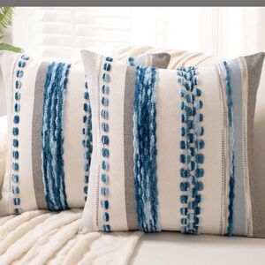 Boho Throw Pillow Covers 18x18 Set Of 2 Farmhouse Decorative Cushion Case